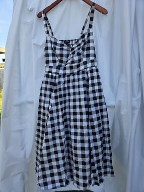 Retro Chic Black and White Gingham Smocked Sundress